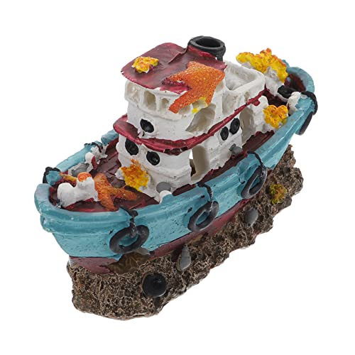VICASKY Dekoratives Aquarienboot aus Harz Schiffbruch Dekoration für Fischtank und Aquarium Kleine und Leichte Gestaltung Kreative Unterwasserlandschaften von VICASKY