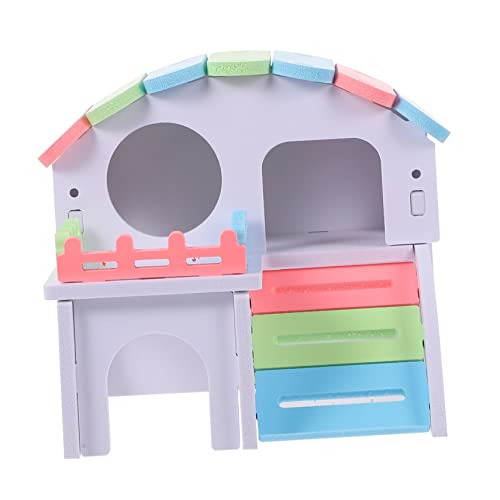 VICASKY Deluxe Holz Hamsterhaus Mit Buntem Hawaii-Design – Doppelschichtiges Schlafbett Und Versteck Für Chinchillas - Ratten Und Rennmäuse – Ideales Kauspielzeug Für Ihr Haustier von VICASKY