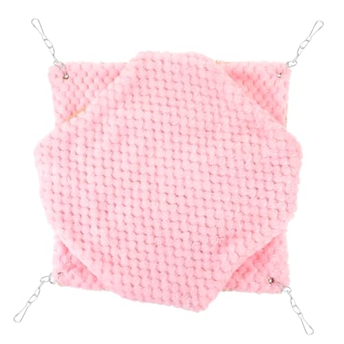 VICASKY Doppellagige Warme Hamster hängematte aus Weichem Fleece Kuscheliges Kleintierbett für Winter Geeignet für Meerschweinchen Chinchillas und Kleine Nager Rosa von VICASKY