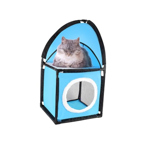 VICASKY Doppelstöckiger Katzenbaum mit Tunnel aus Robustem Oxford Stoff Kratzfester Katzenturm und Schlafplatz für Mehrere Katzen Stabiler Kratztunnel für Katzenpflege und Spielspaß von VICASKY