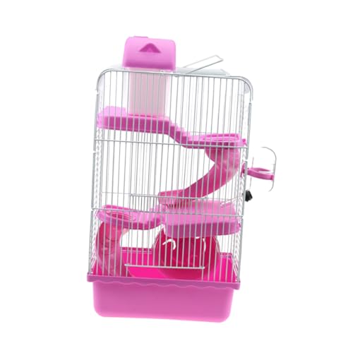 VICASKY Dreistöckiger Hamsterkäfig aus Langlebigem Kunststoff Rutschfester Hoher Boden Mehrstöckige Rutsche Auslaufsicherer Trinkflasche Tragbares Haustierhaus für Kleine Nager von VICASKY