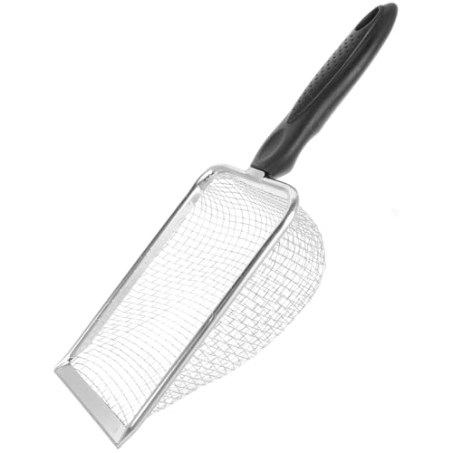VICASKY Edelstahl Reptilien Sandschaufel mit Feinem Sieb Schwarzes Mesh Langlebig Robust für Saubere Terrarien Reinigung und Sandfilterung von VICASKY