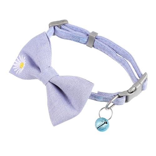 VICASKY Einstellbares Katzenhalsband mit Blumenstickerei und Schleife Verstellbar Strapazierfähiger Verschluss Modisches Accessoire für Kätzchen und Katzen Auffälliges Design in Blau für von VICASKY