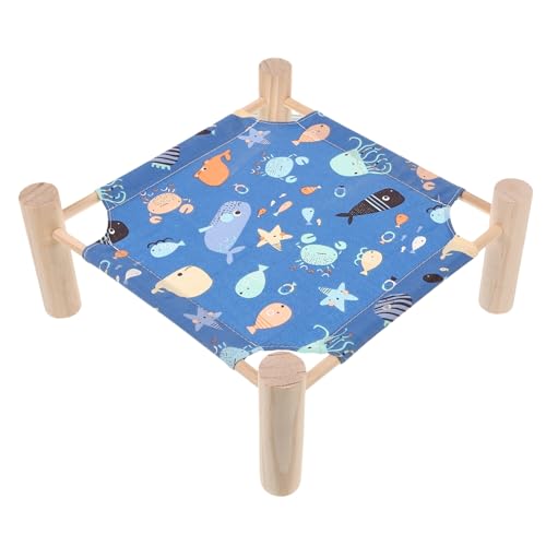 VICASKY Eleviertes Hamsterbett mit Cartoon Faltbares Kleines Holz Feldbett für Kleintiere Abnehmbar und Platzsparend Atmungsaktiv und Sicher für Hamster Meerschweinchen und Zwerghamster von VICASKY