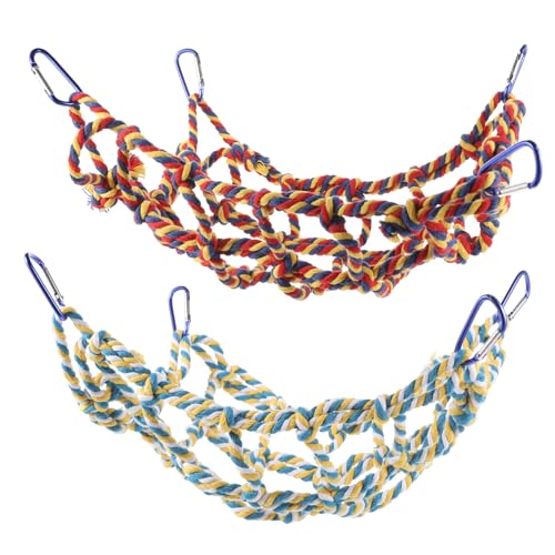 VICASKY Farbiges Kletternetz für Kleintiere und Vögel Robustes Baumwoll Kletterseilnetz mit Blauen und Gelben Haken Hängematten als Vogelzubehör und Spielplatz für Papageien Hamster Ratten VICASKY Farbiges Kletternetz für Kleintiere und Vögel Robustes Baumwoll Kletterseilnetz mit Blauen und Gelben Haken Hängematten als Vogelzubehör und Spielplatz für Papageien Hamster Ratten von VICASKY