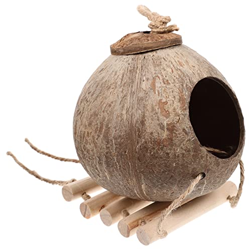 VICASKY Hängendes Vogelbett aus Kokosnussschale Dekoratives Vogelhaus für Papageien und Sittiche Multifunktional und Langlebig Schlafen Einfacher Handhabung VICASKY Hängendes Vogelbett aus Kokosnussschale Dekoratives Vogelhaus für Papageien und Sittiche Multifunktional und Langlebig Schlafen Einfacher Handhabung von VICASKY