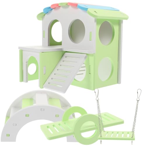VICASKY Hamster Haus Teiliges mit Leiter Plattform Versteck Bunt für Kleintierzubehör Meerschweinchen Nager Zubehör Käfig Unterhaltung von VICASKY