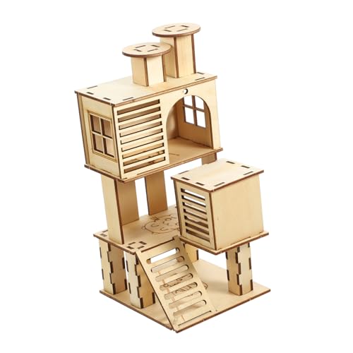 VICASKY Hamster Klettergerüst aus Holz Haustierspielplatz für Kleine und Schlafen Perfektes Zubehör für Hamster und Andere Kleintiere von VICASKY