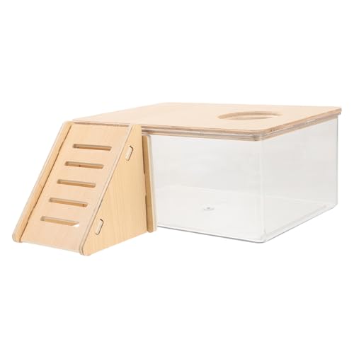 VICASKY Hamster Sandbadewanne Transparenter Duschraum für Hamster Langlebige Sandbadebox zu Reinigen mit Holzleiter Fördert und Spaß für Kleine Haustiere VICASKY Hamster Sandbadewanne Transparenter Duschraum für Hamster Langlebige Sandbadebox zu Reinigen mit Holzleiter Fördert und Spaß für Kleine Haustiere von VICASKY