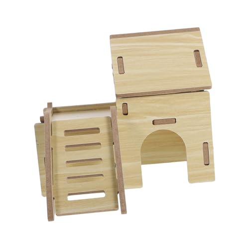 VICASKY Hamster Schutzhaus Holz Zwerg Hamster Kleine Haustiere Lebensraum Safe Hideaway Hune Kleines Käfig Accessoire von VICASKY