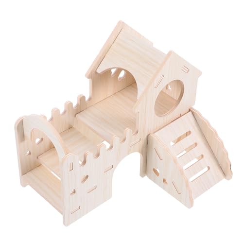 VICASKY Hamster Versteck Holzhaus Holz Hütte Lebensräume Mit Kletterleiter Für Hasen Chinchillas Zwerg Kaninchen Kleine Haustiere Tiere von VICASKY