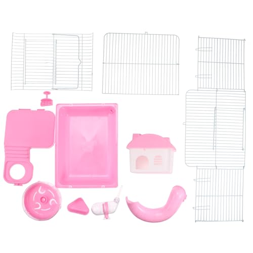 VICASKY Hamster Villa Doppelschicht Käfig für Kleintiere Rosa Nest für Hamster und Chinchillas Tragbar und Langlebig Versteck und Spielplatz für Haustier von VICASKY