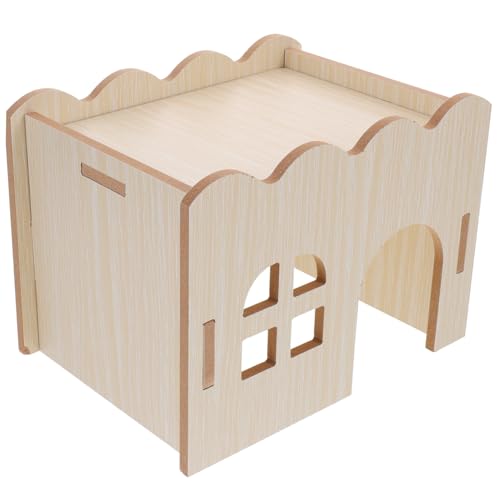 VICASKY Hamsterhaus aus Holz Multifunktionales Wellenhaus für Meerschweinchen und Hamster Sicheres und Komfortables für Kleintiere Schlafen von VICASKY