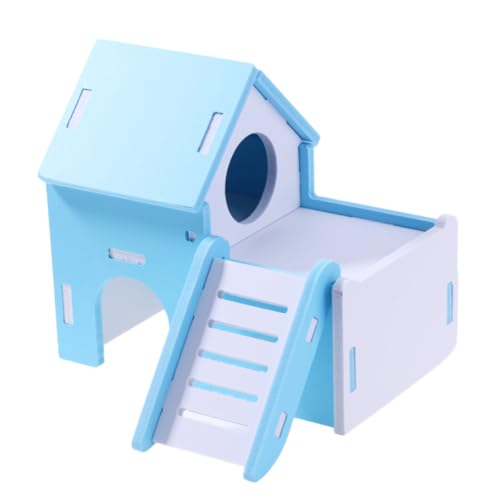VICASKY Hamsterhaus aus Naturbelassenem Holz Doppelstöckige Villa mit Leiter und Langlebig als Schlaf Versteckplatz für Zwerghamster und Kleintiere Blau VICASKY Hamsterhaus aus Naturbelassenem Holz Doppelstöckige Villa mit Leiter und Langlebig als Schlaf Versteckplatz für Zwerghamster und Kleintiere Blau von VICASKY