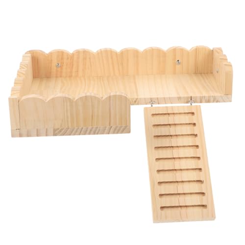 VICASKY Hamsterplattform aus Holz mit Leiter Stabiles Teiliges Spielset für Zwerghamster und Meerschweinchen Natürliche Käfigeinrichtung Leicht zu Montieren und Sicher für Kleintiere von VICASKY