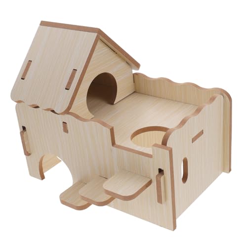VICASKY Holz Hamsterhaus Kleintier Versteck mit Wellenleiter Multifunktional Meerschweinchen Haus für Zwerghamster und Kleine Nager Langlebig und Einfach zu Reinigen von VICASKY