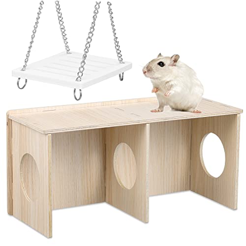 VICASKY Hamster mit Schaukel Geräumiges Hamsterversteck Lebensraum für Kleintiere aus Sicherem Holz Installieren Spielzeug für Hamster Chinchilla Ratten VICASKY Hamster mit Schaukel Geräumiges Hamsterversteck Lebensraum für Kleintiere aus Sicherem Holz Installieren Spielzeug für Hamster Chinchilla Ratten von VICASKY