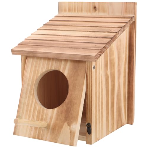VICASKY Holz Vogelhaus für Kleine Hängendes Futterhäuschen Kreativer Nistkasten aus Holz für Garten und Vogelliebhaber von VICASKY
