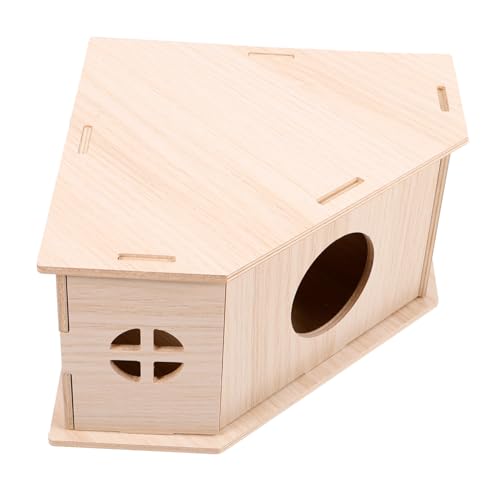 VICASKY Holzhaus Hamster Versteck Dreieckig aus Echtholz Schlafhaus für Chinchilla Hamster Rennmaus mit Dunklem Dach für Ruhigen Schlaf Robust und Leicht für Käfigplattformen von VICASKY