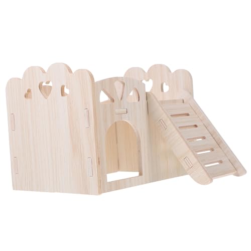 VICASKY Holzhaus für Kleintiere Meerschweinchen und Hamster Versteckspielzeug aus Langlebigem Naturholz Kleines Hideout Häuschen für Nagetiere Schlafen von VICASKY