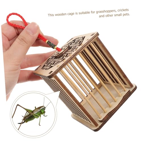 VICASKY Holzkäfig für Grillen und Heuschrecken Tragbarer Transportkäfig Atmungsaktiv Langlebig Leichter Wildinsektenhalter für Outdoor Untersuchungen und Naturbeobachtung von VICASKY