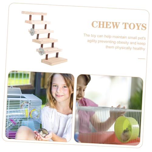 VICASKY Holzleiter für Kleine Haustiere Natürliche Robuste Hamster Kletterleiter Geruchsfreies Holzspielzeug für Hamster Chinchillas und Nager Käfigzubehör Stufig von VICASKY