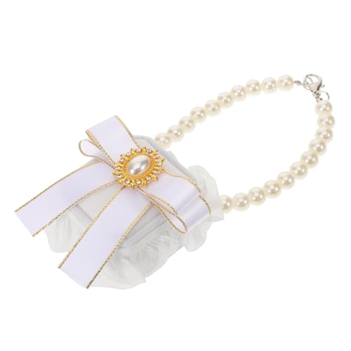 VICASKY Hundehalsband Ringbox Ehering Organizer Für Hochzeit Schmuckschatulle Mit Weißem Schleifen Design Halsumfang Für Verlobungsringe Und Hochzeitsaccessoires von VICASKY