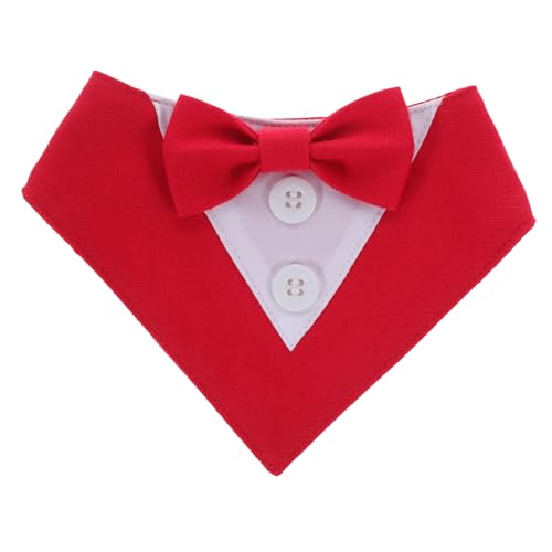 VICASKY Hundesuit Halsband und Halstuch für Hunde Rotes Xs Haustier Partyaccessoire Eleganter Hundekragen für Hochzeit Sabbertuch Stilvolles Hundeaccessoire für Festliche Anlässe von VICASKY