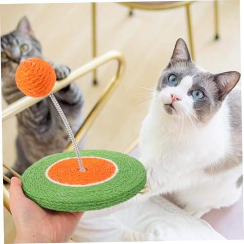 VICASKY Interaktives Katzenspielzeug Natürlicher Sisalball Katzenangel Teaser für Kätzchen Krallenwetzen Robust und Beißfest für Hauskatzen und Katzenbesitzer von VICASKY
