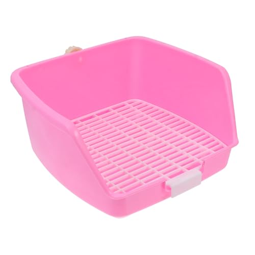 VICASKY Kaninchen Toilette Ecktoilette Kunststoff Töpfchentrainer für Chinchilla Kleintiere Hamster Meerschweinchen Kompakt Leicht zu Reinigen Rosa von VICASKY