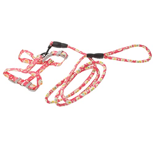 VICASKY Katzengeschirr Verstellbar mit Leine Verlust für Katzen Rotes Blumenmuster für Outdoor Aktivitäten und Sicheres Spazierengehen von VICASKY