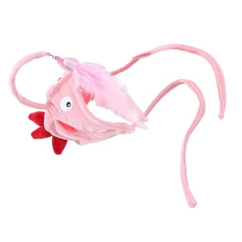 VICASKY Katzenköpfiges Katzenspielzeug mit Hut Interaktiver Teaser Stick für Katzen Kopftragendes Design zur Beschäftigung gegen Langeweile Fördert Spielfreude und Bewegung Grauer von VICASKY