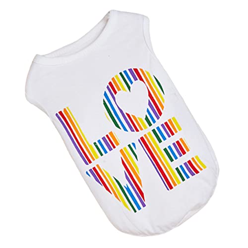VICASKY Katzenpullover Sommer T Shirt für Haustiere Atmungsaktive Hautfreundliche Kleidung für Kleine Hunde und Katzen für Drinnen und Draußen Buntem Love Design VICASKY Katzenpullover Sommer T Shirt für Haustiere Atmungsaktive Hautfreundliche Kleidung für Kleine Hunde und Katzen für Drinnen und Draußen Buntem Love Design von VICASKY