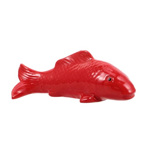 VICASKY Keramik Float Ente Unterwasser Dekoration Keramische Schwimmdekoration Fische Dekoration für Aquarium Fische Tank Zubehör Schwimmende Aquariendekorationen dekorative Fischfigur rot von VICASKY