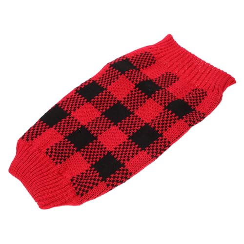 VICASKY Klassischer Hundepullover für Winter Warmes Gestricktes Haustier Outfit Weicher und Strapazierfähiger Acrylstoff für Kalte und Outdoor Aktivitäten Rot mit Karomuster S von VICASKY
