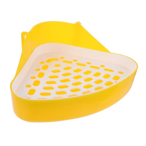 VICASKY Kleine Tier Toilette für Kaninchen Meerschweinchen Chinchillas Dreieckige Litter Box aus Kunststoff Spritzwassergeschützt Leicht zu Reinigen für Käfige Geeignet Gelb von VICASKY