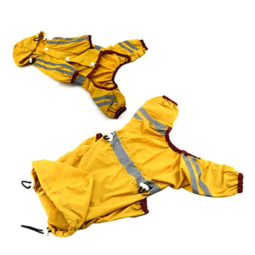 VICASKY Kleiner Regenmantel Gelb Wasserdichter Slicker für Haustiere Reflektierender Hoodie Elastischer Besatz von VICASKY