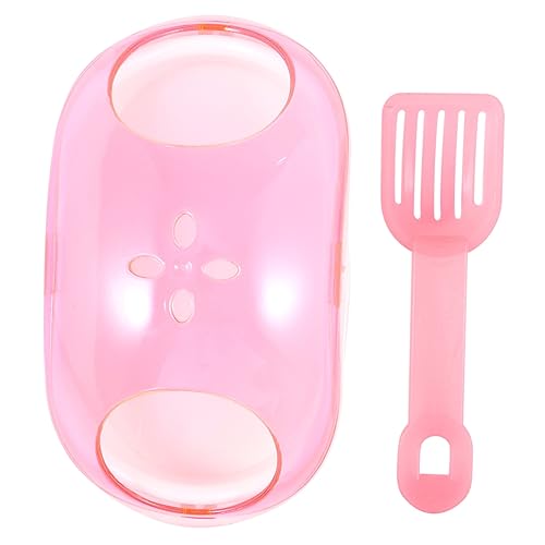 VICASKY Hamster Sandbadehaus Mit Schaufel Chinchilla Sandbad Für Kleine Haustiere Tragbarer Kunststoffbehälter Halbtransparentes Design Für Zuhause Und Reisen Sicher Und Robust von VICASKY