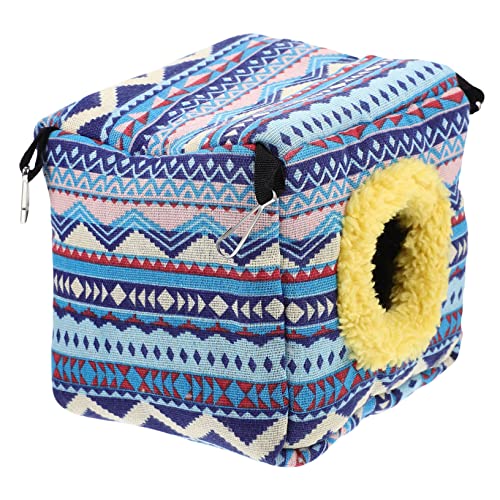 VICASKY Kleintier Nest aus Baumwolle Warmes Hamster Haus für Meerschweinchen Zwerghamster und Igel Süßes Versteck für Nagetiere für Winter und XL Blau von VICASKY