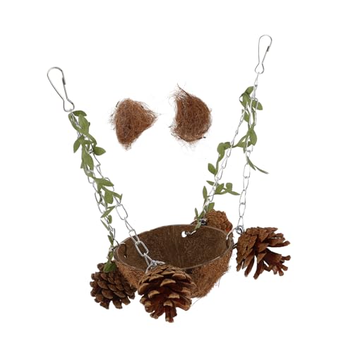 VICASKY Kokosnuss Vogelhaus Hängendes Papageienbett aus Naturkoks Handgefertigtes Schlafnest für Sittiche und Papageien Langlebiges Spielzeug für Vögel von VICASKY