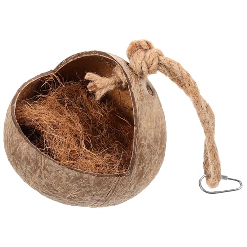 VICASKY Kokosnuss Vogelhaus Hängematte für Papageien Natürliche Schlaf und Spielhöhle Gemütliches Nistnest aus Stabilen Materialien für Käfige und Vogelzubehör VICASKY Kokosnuss Vogelhaus Hängematte für Papageien Natürliche Schlaf und Spielhöhle Gemütliches Nistnest aus Stabilen Materialien für Käfige und Vogelzubehör von VICASKY
