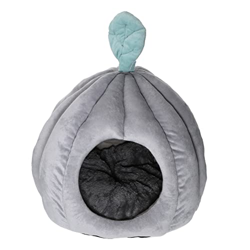 VICASKY Kürbisförmiges Katzenbett für Winter Warmes und Haustierhaus für Katzen und Kleine Hunde Abnehmbar und Waschbar Graues von VICASKY