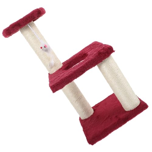 VICASKY Mehrschichtiger Katzenkratzer Aus Stabiler Kratzbaum Für Katzen Und Kätzchen Kletterturm Mit Robuster Katzenkratzstand Bordeauxrot von VICASKY