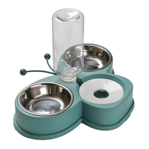 VICASKY Multifunktionaler Automatischer Haustier Trinkautomat mit Edelstahlnapf rutschfest Abnehmbar und Leicht zu Reinigen Praktischer Wasserspender für Katzen und Hunde Grün von VICASKY