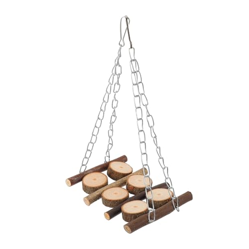 VICASKY Papageien Holz Schaukel mit Aufhängung Beißfestes Kauspielzeug für Wellensittiche Nymphensittiche Papageien und Andere Mittelgroße Vögel Kletterplatz für Käfigvögel von VICASKY