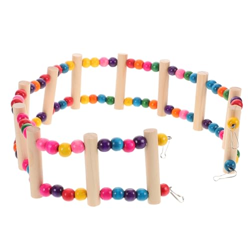 VICASKY Papageienleiter Holzspielzeug Stufige Kletterleiter mit Bunten Perlen Schaukelspielzeug für Wellensittiche Nymphensittiche und Kleine Vögel Robustes Kauspielzeug Aktivität und von VICASKY