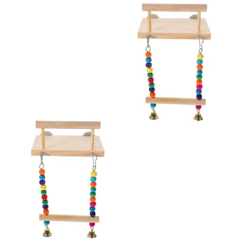 VICASKY Papageienschaukel Aus Natürlichem Vogelholz – Kletterleiter Und Hängematte Für Vogelkäfige - Spielstand Für Sittiche Und Papageien - Ideal Zum Klettern Und Langlebig Und Sicher von VICASKY