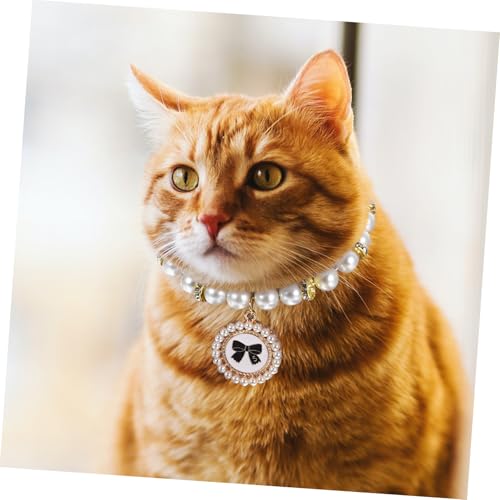 VICASKY Perlen für Kleine Hunde und Verstellbares Hundehalsband mit Schwarzer Schleife Komfortables Schmuckhalsband für Haustiere Luxuriöses Design für Alltag und Besondere Anlässe VICASKY Perlen für Kleine Hunde und Verstellbares Hundehalsband mit Schwarzer Schleife Komfortables Schmuckhalsband für Haustiere Luxuriöses Design für Alltag und Besondere Anlässe von VICASKY