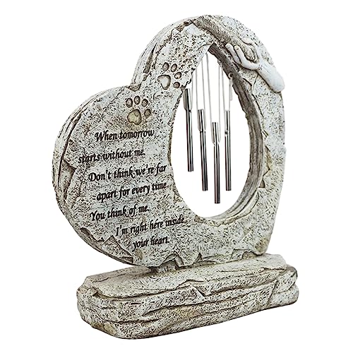 VICASKY Pet Memorial Stone mit Windspiel Gedenkstein für Haustiere für und Außenbereiche Tröstende Erinnerung an Verstorbene Tiere für Garten und Wohnzimmer von VICASKY