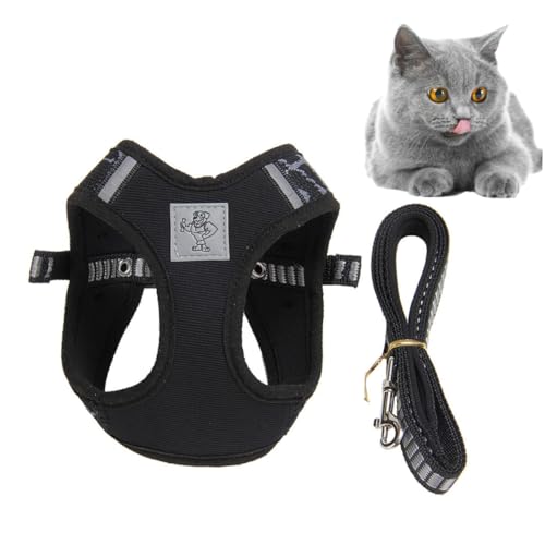 VICASKY Reflektierendes Katzen Geschirr Set Atmungsaktiv Ausbruchsicher Leichtes Brustgeschirr mit Reflektor für Sichere Spaziergänge Langlebig und Bequem für Katzen und Babykatzen von VICASKY